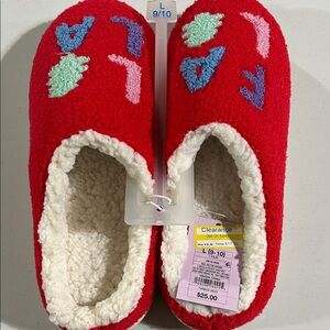 Wild Fable Red Slippers with Multicolor Embroidery